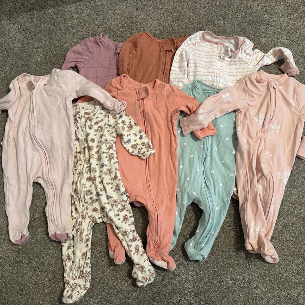 Cloud Island Baby Onesie in Soft Peach and Cream